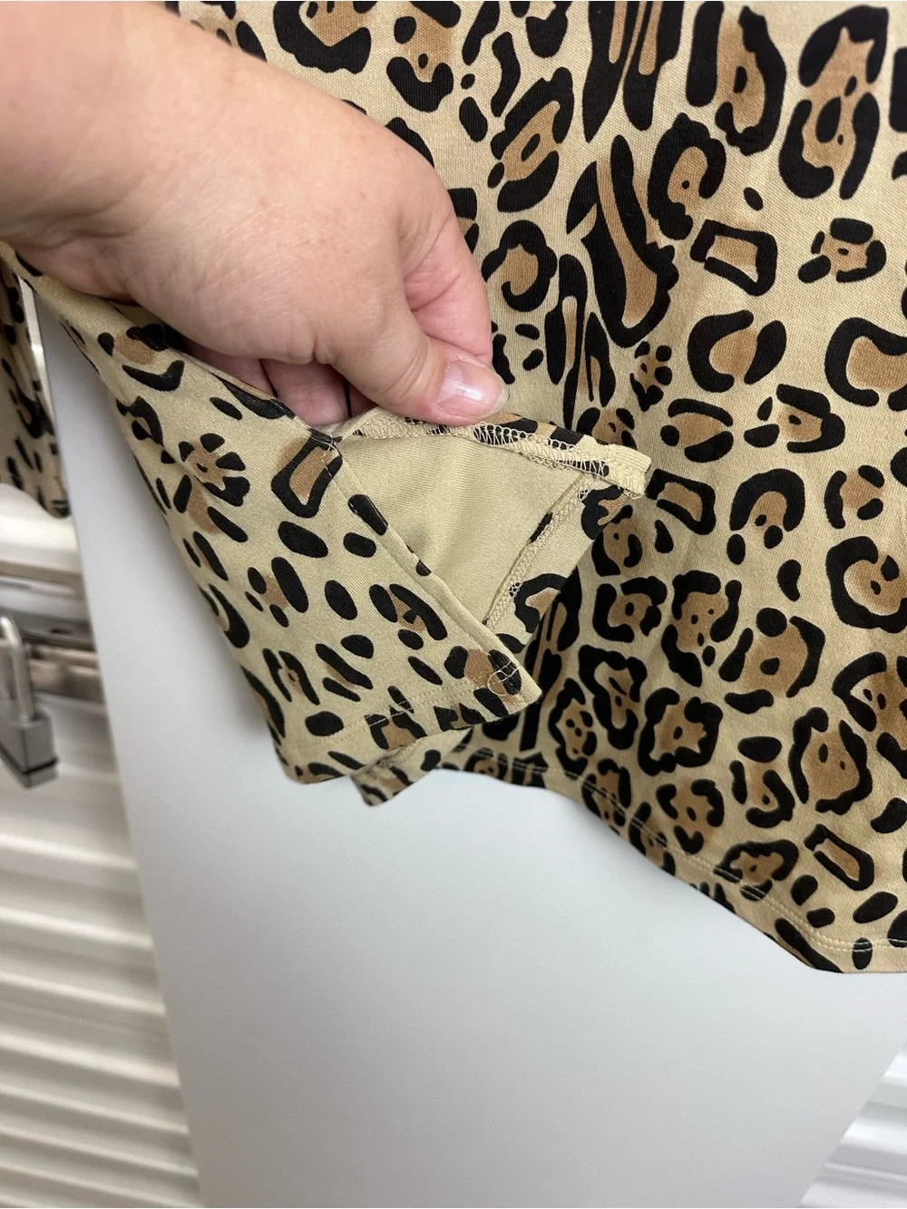 ⭐️DG2 by Diane Gilman Leopard Print Long Sleeve Top with Gold Beaded V-Neck
